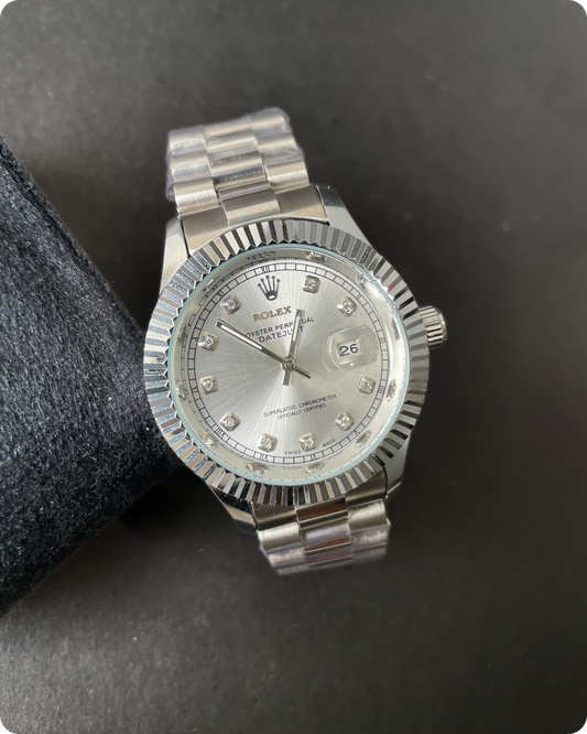 Rolx Date Just silver Diamond Dial