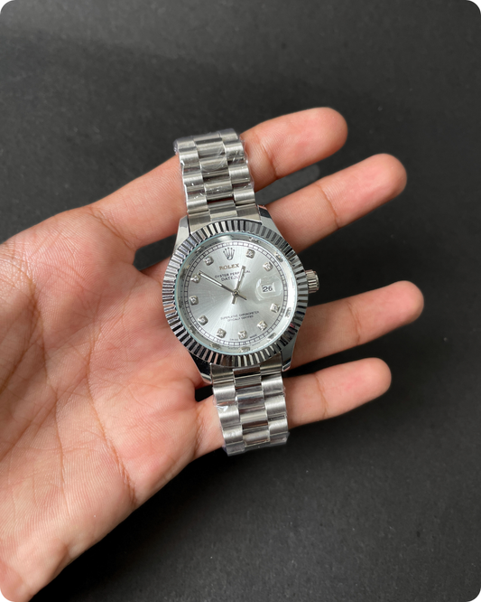 Rolx Date Just silver Diamond Dial